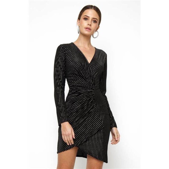 TFNC London Nuka Wrap Mini Metallic Cinched Dress XS - Picture 1 of 6